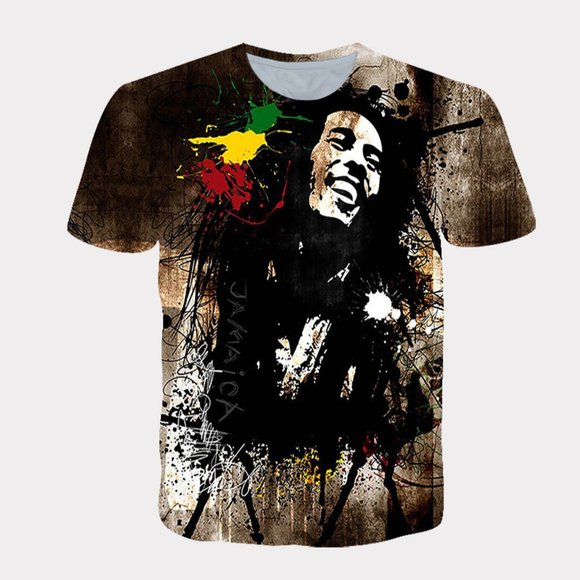 Bob Marley Men's T-Shirt Short Sleeve Crew Neck Tee Sizes: Large, XL, 2XL, 3XL - Picture 2 of 3